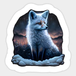 Adorable polar fox in the snow Sticker